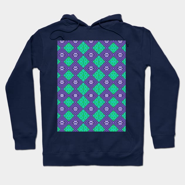 Purple and Green Digital Diamonds Hoodie by Amanda1775